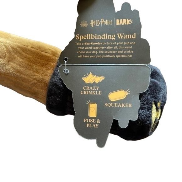 Harry Potter Bark Spellbinding Wand Dog Chew Toy Squeaks Crinkle Tug Gift New - Picture 6 of 7